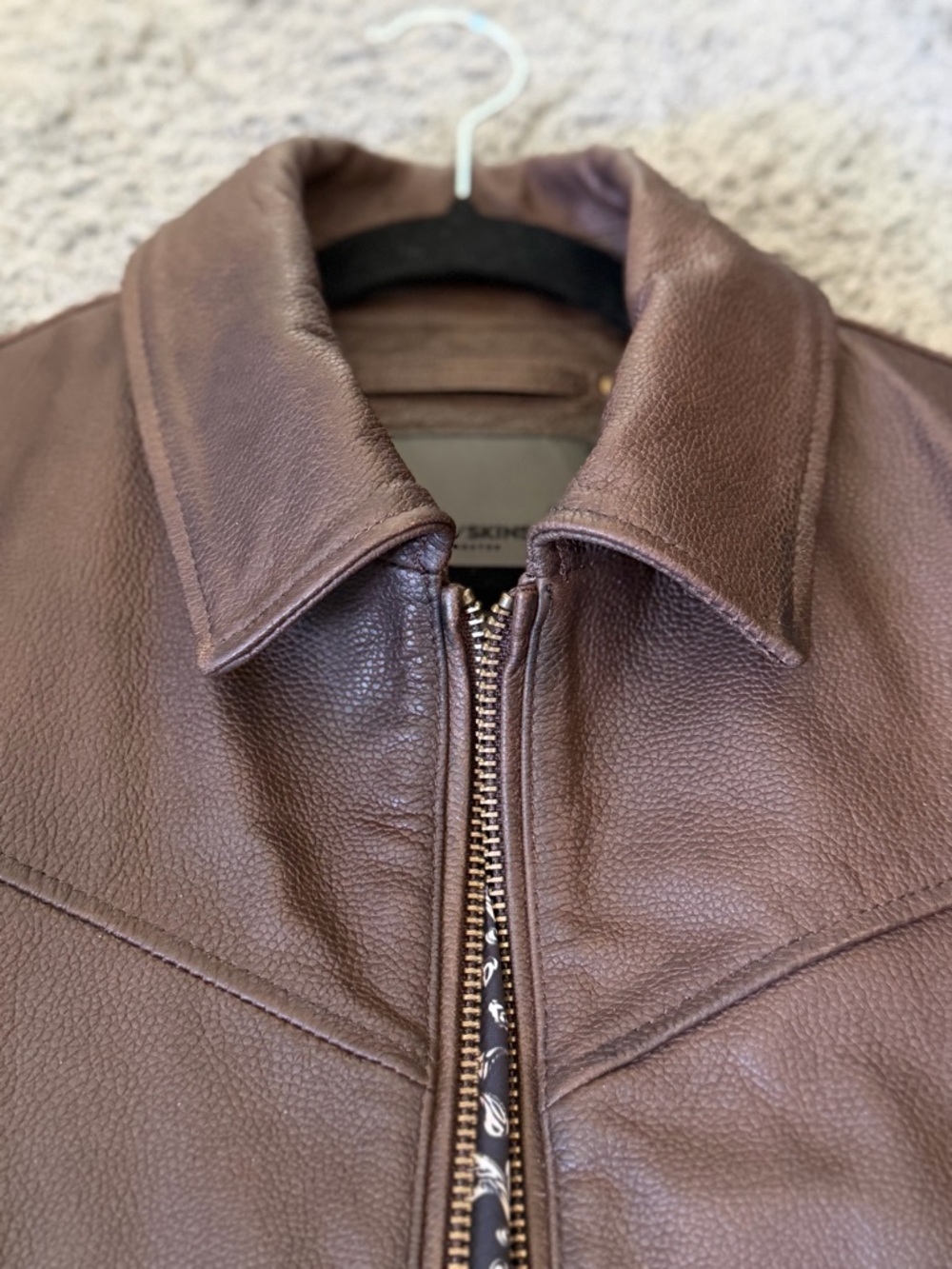 Boda Skins vintage Brown Leather Zip-Front Jacket - Picture 10 of 13